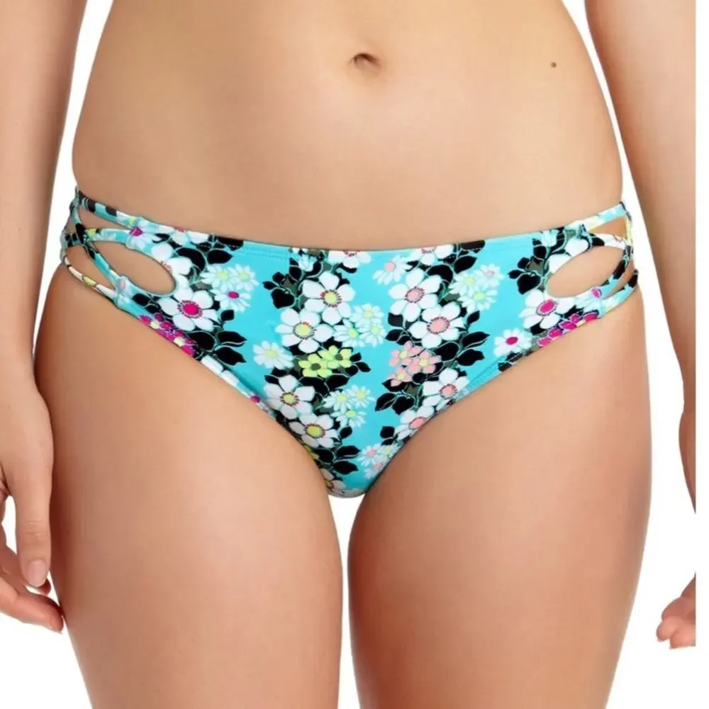 California Waves Floral Strappy bikini swim bottom